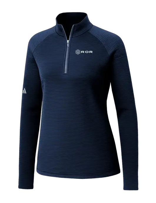 Adidas Womens Navy Spacer Quarter-Zip Pullover  w/ROR Logo