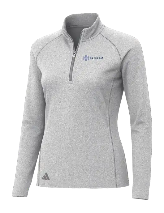 Adidas Womens Light Grey Heather Space Dyed Quarter-Zip Pullover  w/ROR Logo