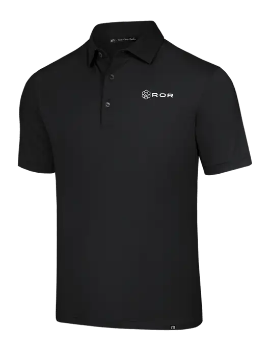 TravisMathew Black Glenview Solid Polo w/ROR Logo