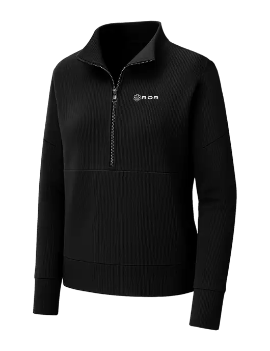 Mercer+Mettle Womens Black Linear Texture Quarter Zip w/ROR Logo