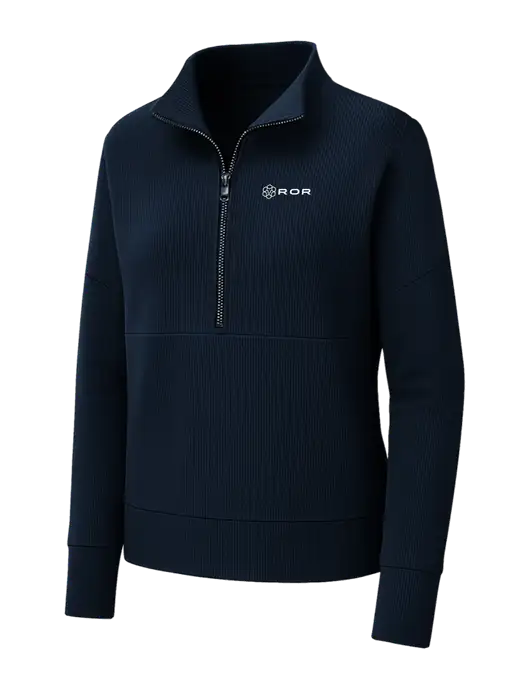 Mercer+Mettle Womens Dark Navy Linear Texture Quarter Zip w/ROR Logo