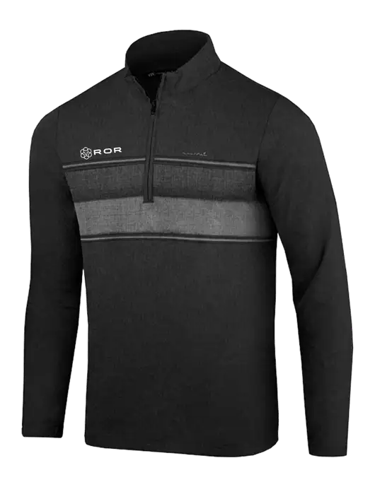 TravisMathew Black Balboa Chest Stripe Quarter Zip w/ROR Logo