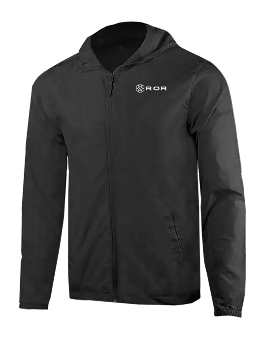 Rainy Day Ultra Lightweight Black Windbreaker Full-Zip Jacket w/ROR Logo