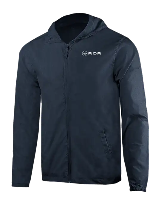 Rainy Day Ultra Lightweight Navy Windbreaker Full-Zip Jacket w/ROR Logo