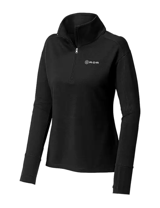 Womens Sport-Wick Flex Fleece Black 1/4-Zip w/ROR Logo