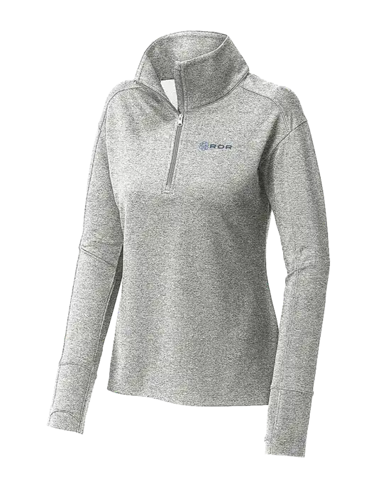 Womens Sport-Wick Flex Fleece Light Grey Heather 1/4-Zip w/ROR Logo