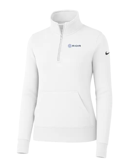 Nike Womens White Club Fleece Sleeve Swoosh 1/2-Zip w/ROR Logo