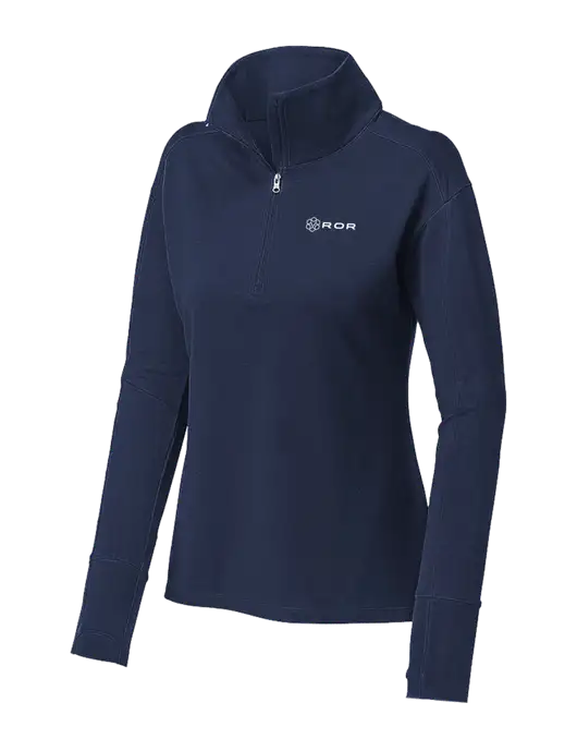 Womens Sport-Wick Flex Fleece Dark Navy 1/4-Zip w/ROR Logo