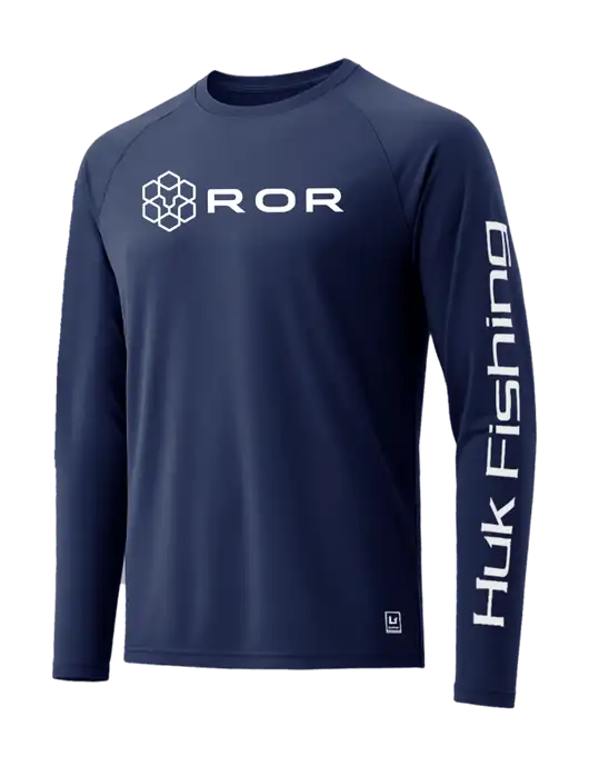HUK Navy LoPro Pursuit Long Sleeve T-Shirt w/ROR Logo