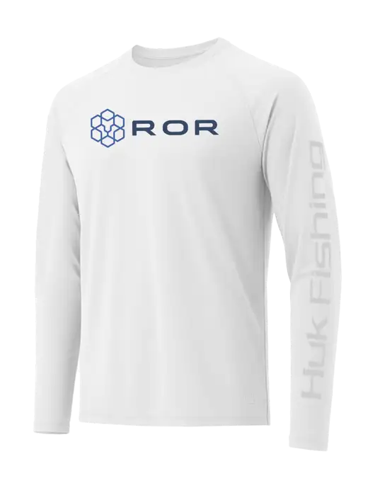 HUK White LoPro Pursuit Long Sleeve T-Shirt w/ROR Logo