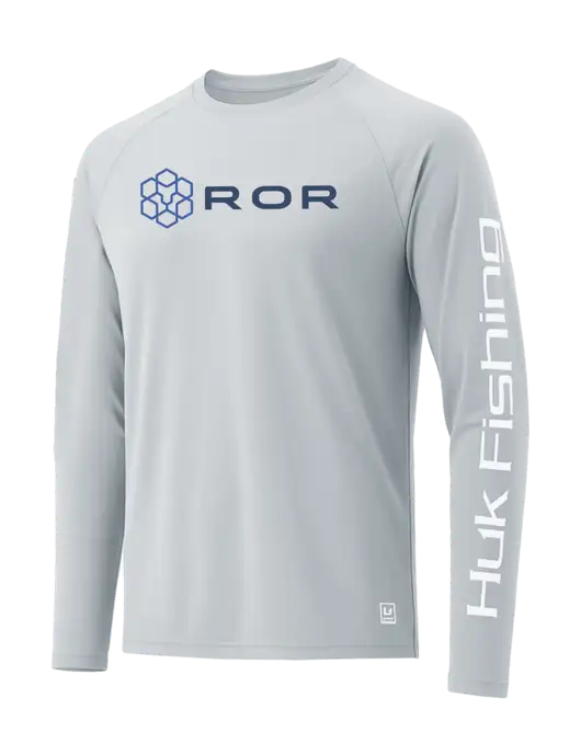 HUK Light Grey LoPro Pursuit Long Sleeve T-Shirt w/ROR Logo