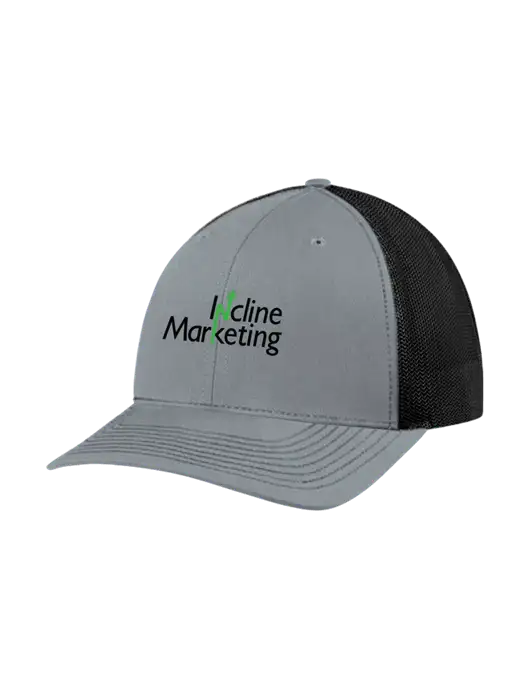 Richardson Adjustable Snapback Original 112 Trucker Cap Heather Grey w/Black Mesh w/Incline Marketing Logo