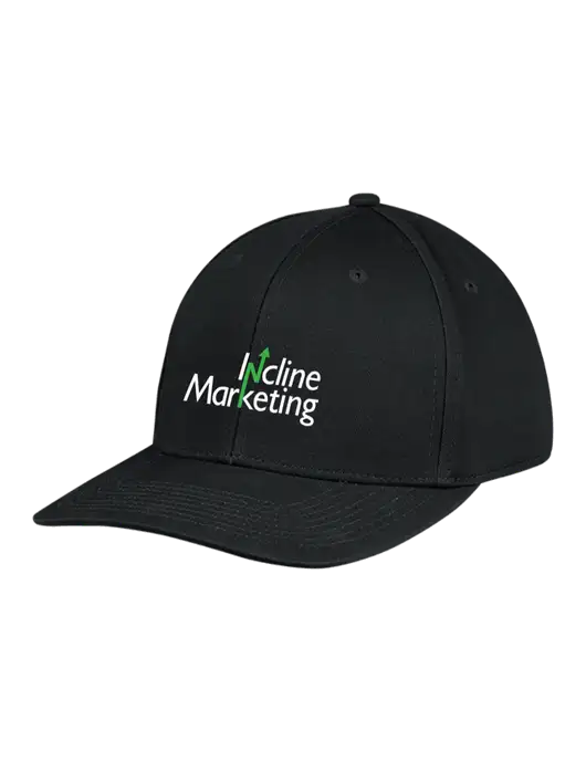 Premium Modern Structured Twill Black Snapback Cap w/Incline Marketing Logo