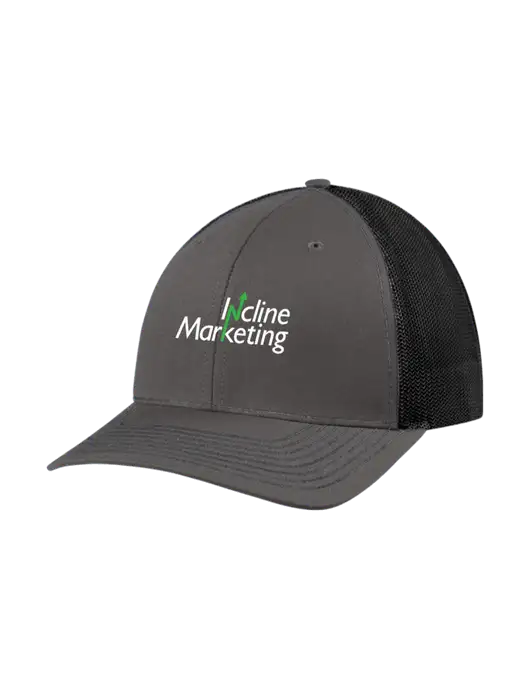 Richardson Adjustable Snapback Original 112 Trucker Cap Dark Grey w/Black Mesh w/Incline Marketing Logo