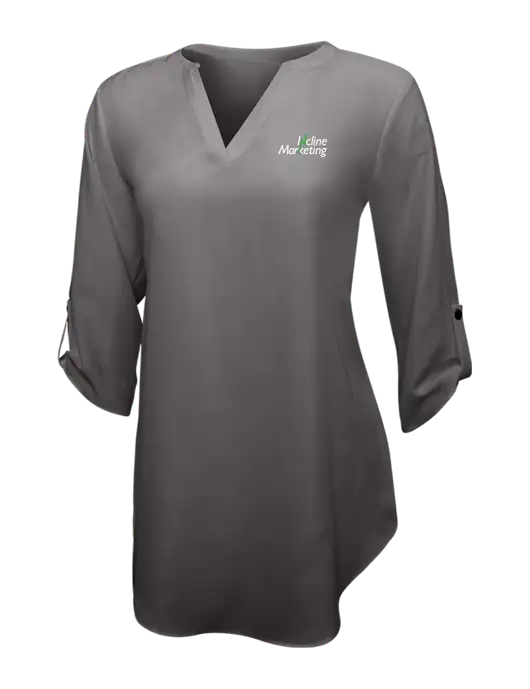 Dark Grey Womens 3/4 Sleeve Tunic Blouse w/Incline Marketing Logo