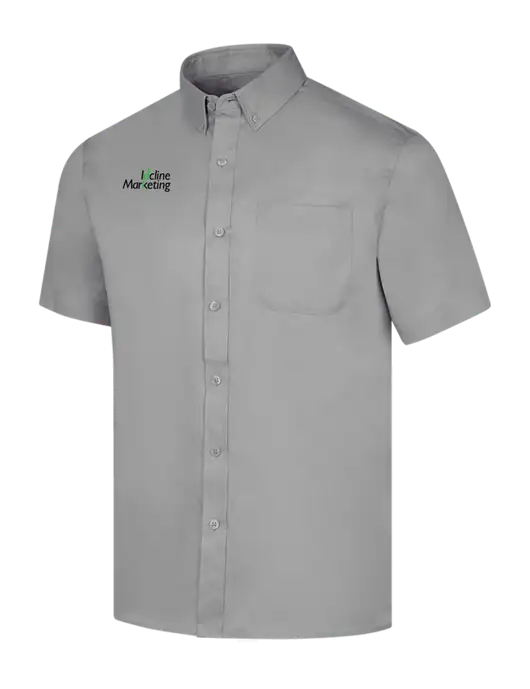Short Sleeve Light Grey Superpro React Twill Shirt w/Incline Marketing Logo