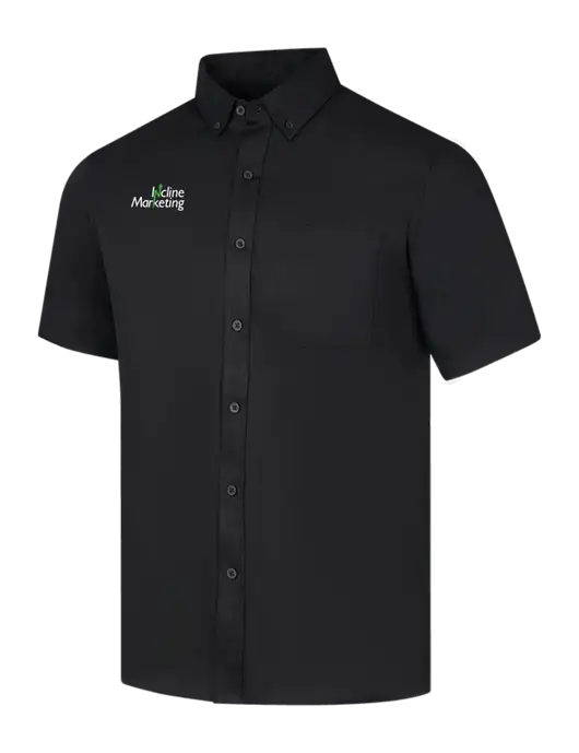 Short Sleeve Deep Black Superpro React Twill Shirt w/Incline Marketing Logo
