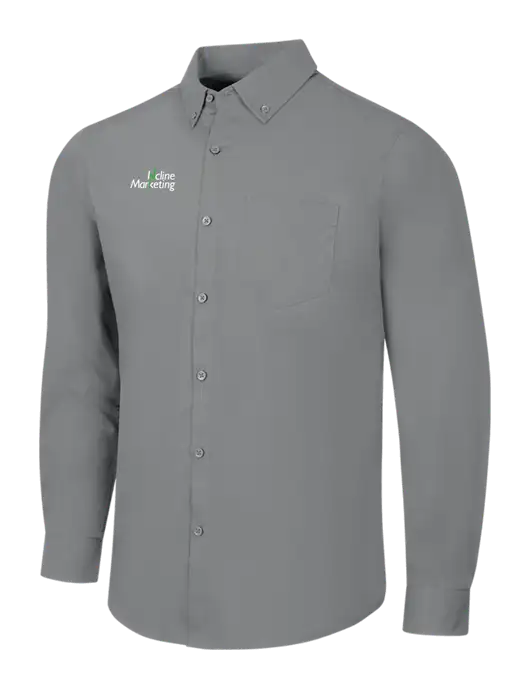 Medium Grey Long Sleeve Carefree Poplin Shirt w/Incline Marketing Logo