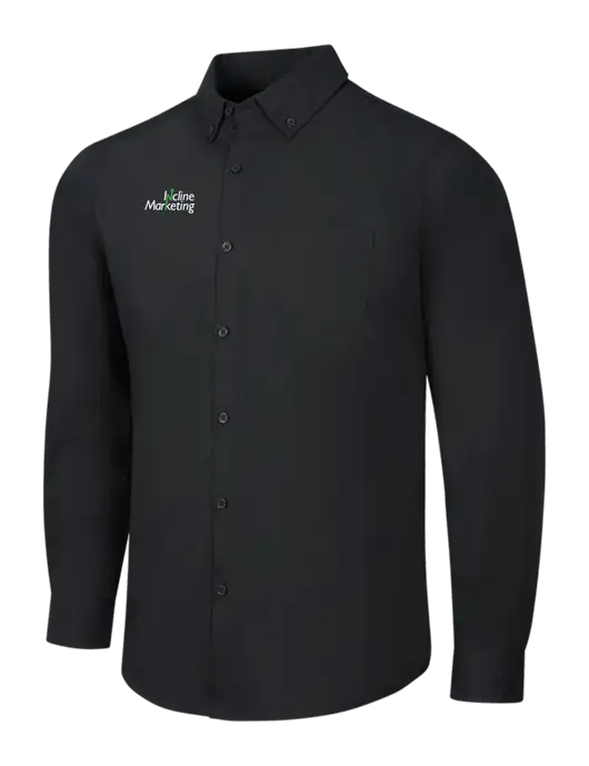 Black Long Sleeve Carefree Poplin Shirt w/Incline Marketing Logo