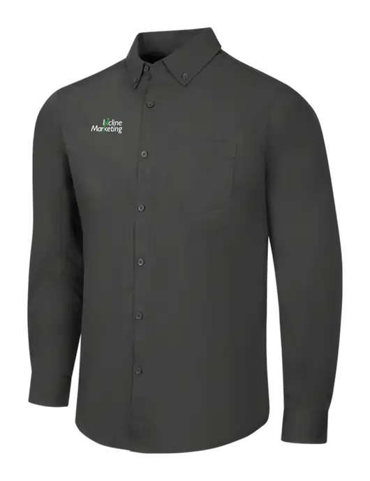 Dark Grey Long Sleeve Carefree Poplin Shirt w/Incline Marketing Logo