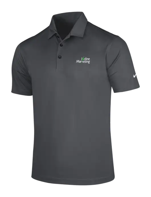 NIKE Dark Grey Dri-Fit Vertical Mesh Polo w/Incline Marketing Logo
