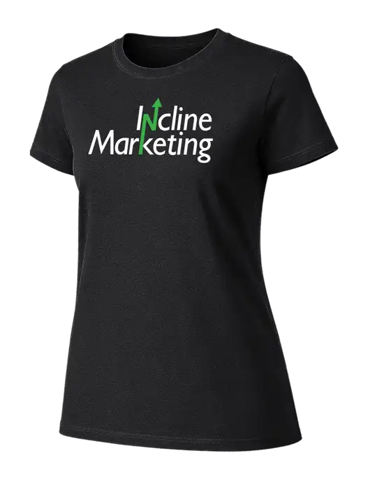 Womens Ring Spun Jet Black 4.5 oz T-Shirt w/Incline Marketing Logo