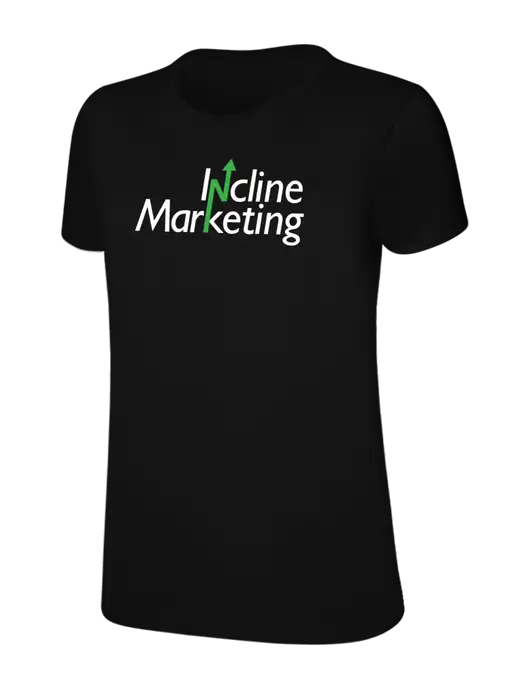 Womens Ring Spun Jet Black 4.5 oz T-Shirt w/Incline Marketing Logo