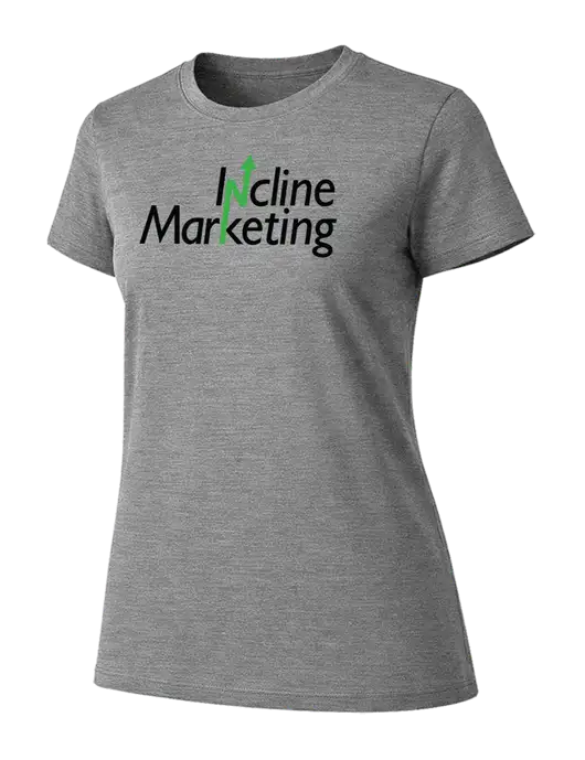 Womens Ring Spun Light Grey Heather 4.5 oz T-Shirt w/Incline Marketing Logo