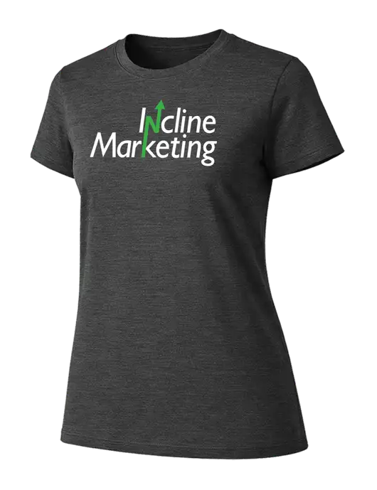 Womens Ring Spun Dark Heather Grey 4.5 oz T-Shirt w/Incline Marketing Logo