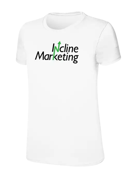 Womens Ring Spun White 4.5 oz T-Shirt w/Incline Marketing Logo