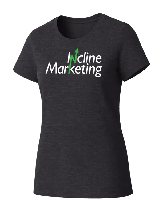 Womens Seriously Soft Heathered Charcoal T-Shirt w/Incline Marketing Logo