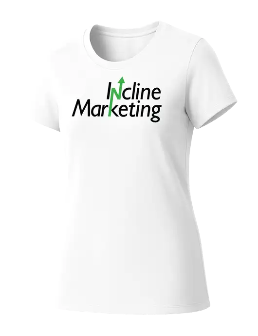 Womens Seriously Soft White T-Shirt w/Incline Marketing Logo