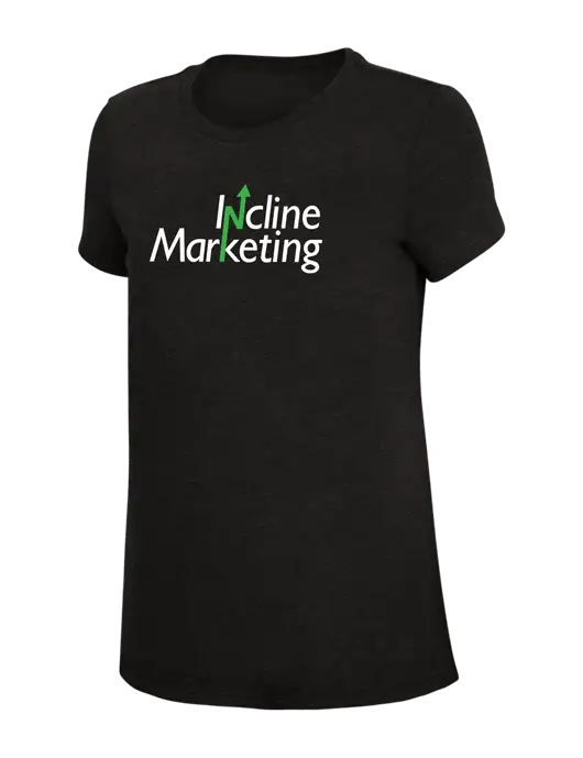Womens Simply Soft Black 4.5oz Poly/Combed Ring Spun Cotton T-Shirt w/Incline Marketing Logo