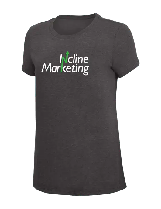 Womens Simply Soft Heather Charcoal 4.5oz  Poly/Combed Ring Spun Cotton T-Shirt w/Incline Marketing Logo