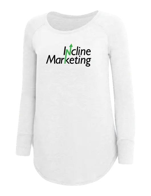 Womens Perfect Wide Collar Tunic Tri-Blend White 4.5 oz T-Shirt w/Incline Marketing Logo