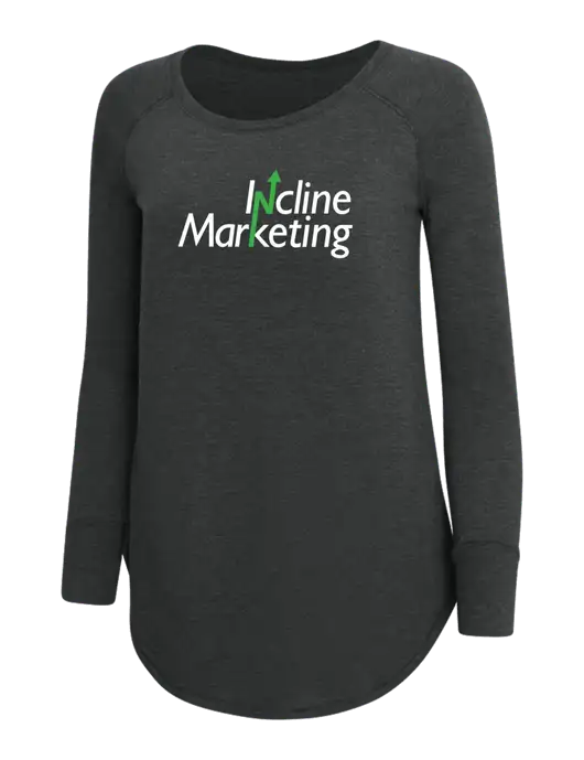 Womens Perfect Wide Collar Tunic Tri-Blend Black Frost 4.5 oz T-Shirt w/Incline Marketing Logo