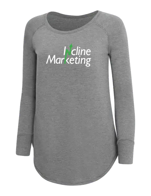 Womens Perfect Wide Collar Tunic Tri-Blend Grey Frost 4.5 oz T-Shirt w/Incline Marketing Logo