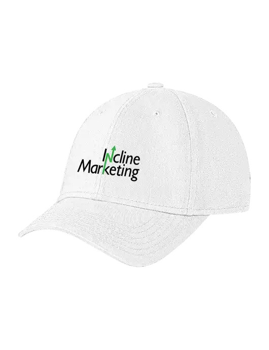 White Structured Soft Snap Closure Hook & Loop Cap w/Incline Marketing Logo