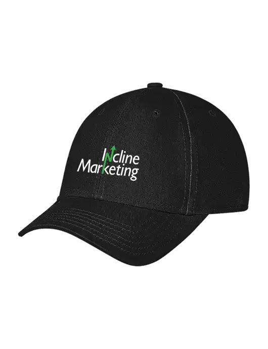 Black Structured Soft Snap Closure Hook & Loop Cap w/Incline Marketing Logo