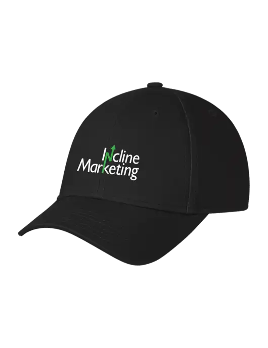 Black Structured Cap Hook & Loop w/Incline Marketing Logo
