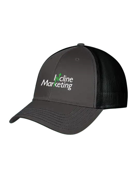 Charcoal & Black Mesh Trucker Cap Snap Back w/Incline Marketing Logo