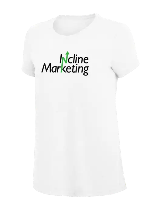 Womens Simply Soft White 4.5oz Poly/Combed Ring Spun Cotton T-Shirt
 w/Incline Marketing Logo