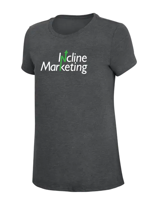 Womens Simply Soft Charcoal 4.5oz Poly/Combed Ring Spun Cotton T-Shirt w/Incline Marketing Logo