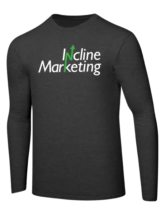 Ring Spun Dark Heather Grey 4.5 oz Long Sleeve T-Shirt w/Incline Marketing Logo