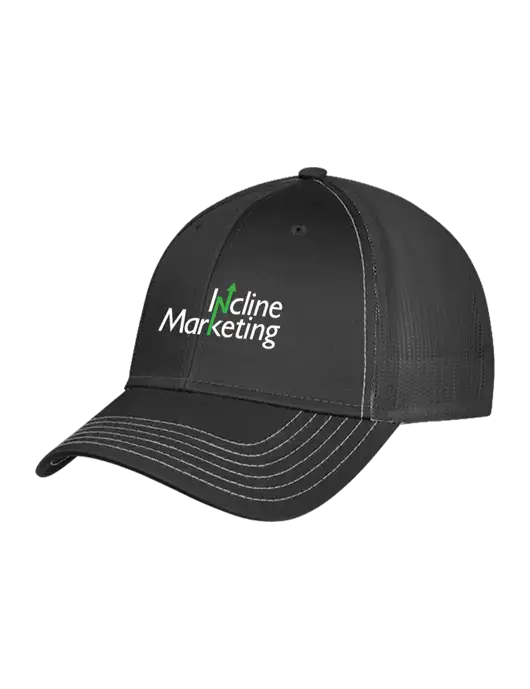 Charcoal Grey Mesh Trucker Cap Snap Back w/Incline Marketing Logo