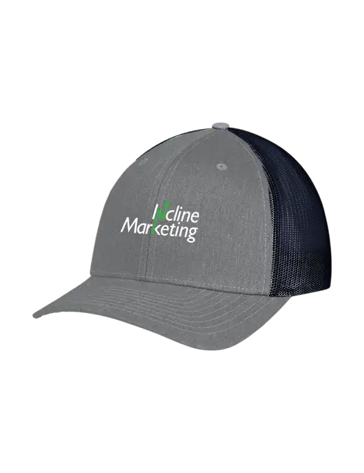 Richardson Adjustable Snapback Original 112 Trucker Cap Heather Grey w/Navy Mesh w/Incline Marketing Logo