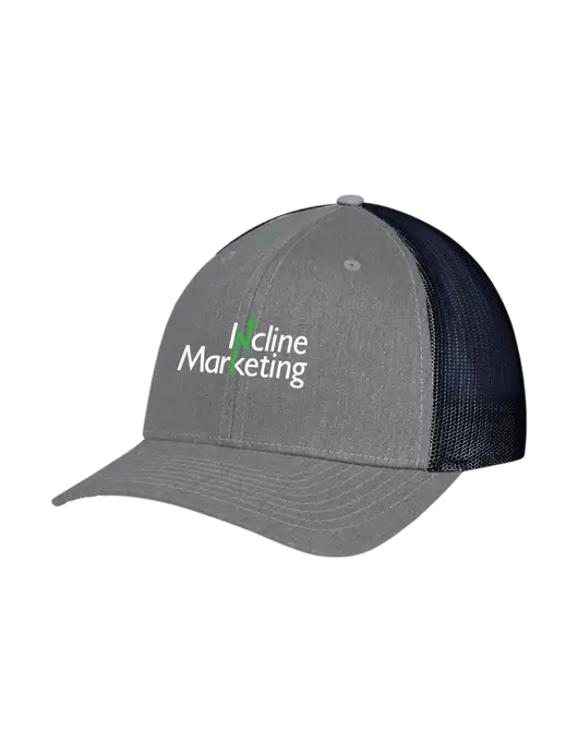 Richardson Adjustable Snapback Original 112 Trucker Cap Heather Grey w/Navy Mesh w/Incline Marketing Logo