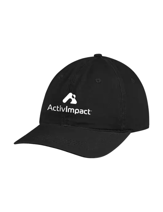 Garment Washed Unstructured Twill Black Cap w/ActivImpact Logo