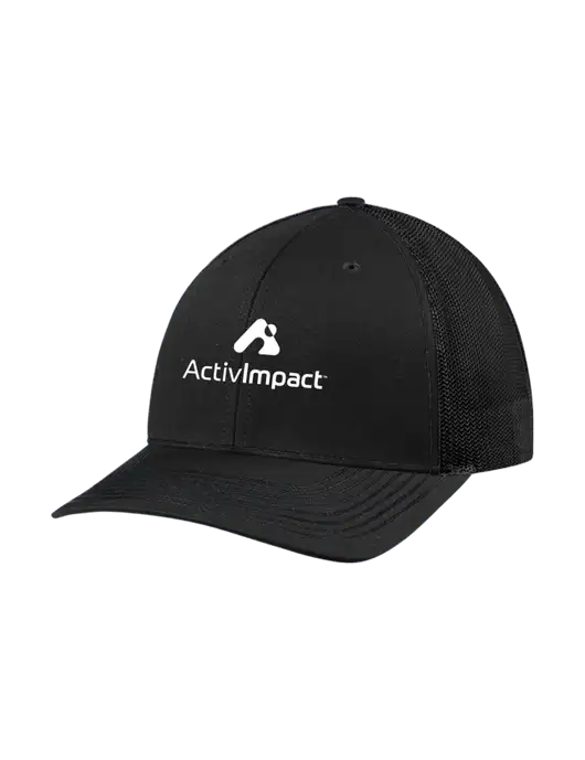Richardson Adjustable Snapback Original 112 Trucker Cap Black w/Black Mesh w/ActivImpact Logo