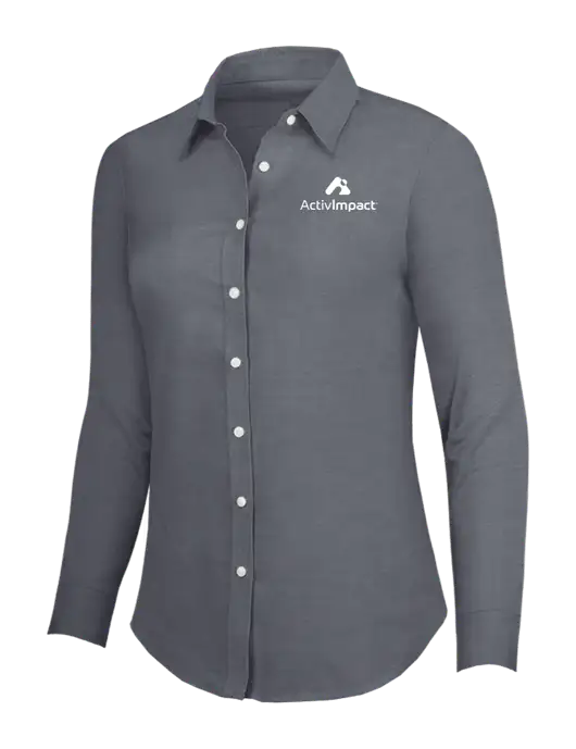 Dark Grey Womens SuperPro Oxford Shirt w/ActivImpact Logo